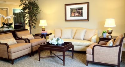 Comfortable seating area in a cozy lobby