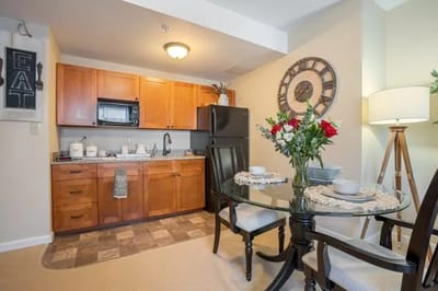 Cozy dining area with kitchen amenities