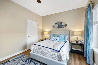 Cozy private resident room with a bed and decor