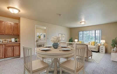 Bright interior of a common living space with decor