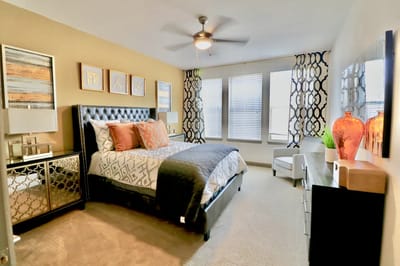 Bright and cozy resident bedroom with modern decor
