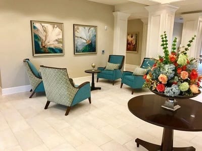 Common area with comfortable seating and artwork