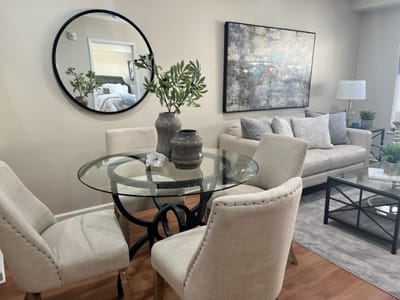 Cozy living area of a senior living facility