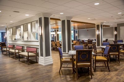 Interior dining room area with tables and chairs