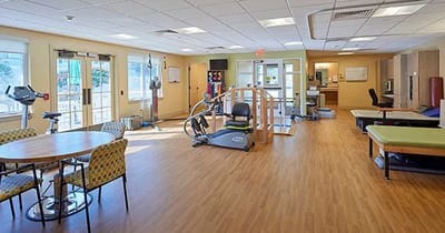 Interior view of a bright rehabilitation room