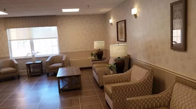 Comfortable seating area in a serene common room