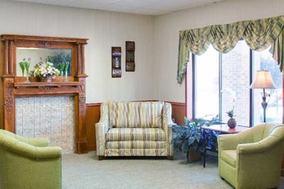 Cozy common area with seating and natural light