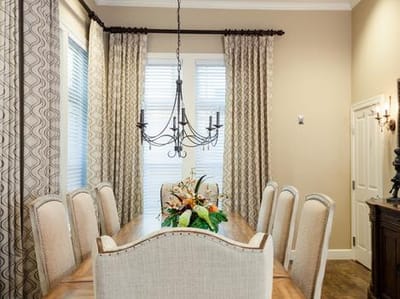 Elegant dining area with large table and decor
