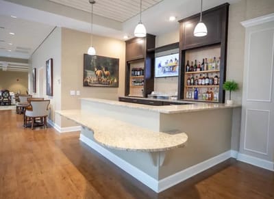 Bar area in a welcoming common space