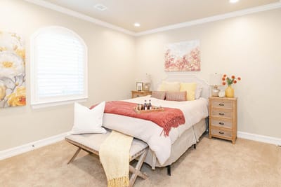 Cozy bedroom with decorative elements and soft lighting
