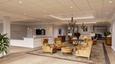 Bright and welcoming common area in Worthington Manor