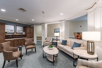 Bright, inviting common area with comfortable seating