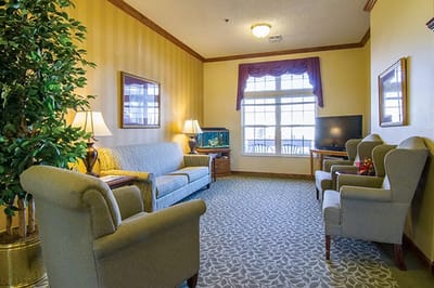 Bright common area with comfortable seating