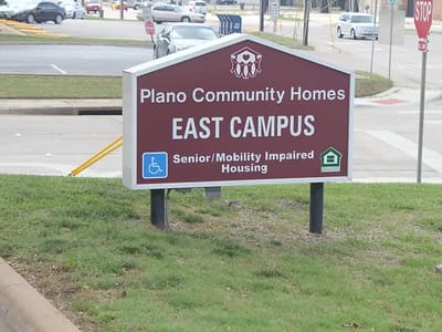 Facade of Plano Community Homes East Campus sign