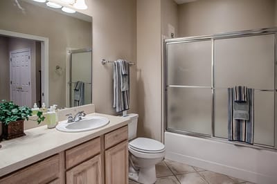 Modern bathroom with shower and sink