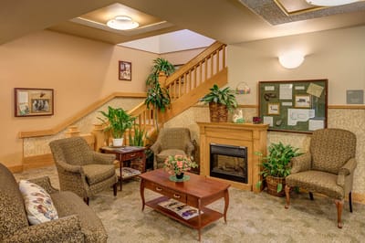 Cozy common area with seating and plants