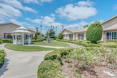Beautiful outdoor garden area with gazebo