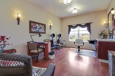 Interior view of a hair salon room