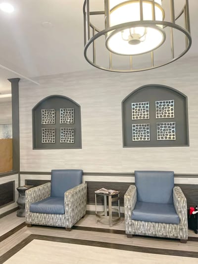 Interior view of a cozy lounge area with chairs