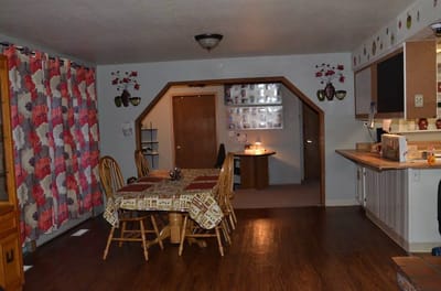 Interior view of a common area with dining table