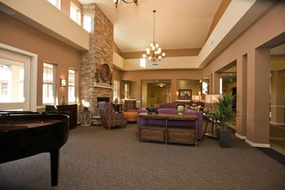 Interior view of a common area with seating