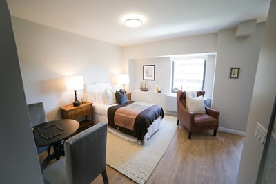 Cozy private resident room with warm lighting