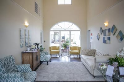Interior view of a welcoming common area with seating