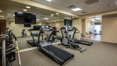 Interior gym area with fitness equipment