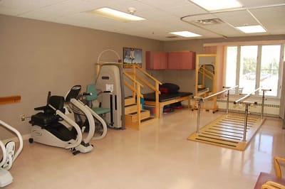 Interior view of a therapy room with equipment