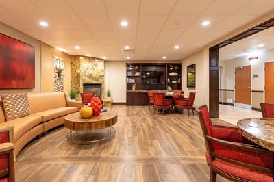 Welcoming common area with seating and decor
