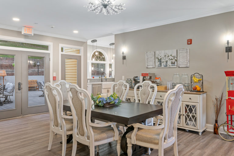 Elegant dining area with a large table and chairs