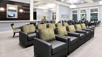 Interior common area with stylish seating and dining space