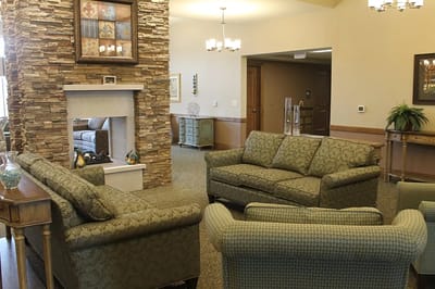 Cozy lounge area with comfortable seating and decor