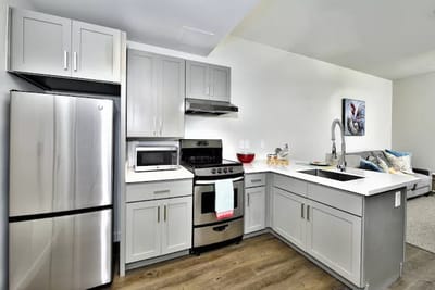 Modern kitchen area in a senior living facility