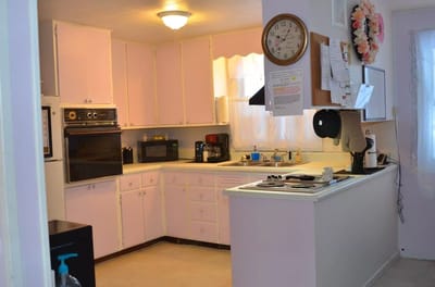 Bright kitchen area in a cheerful color scheme