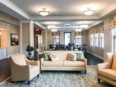 Bright common area with comfortable seating