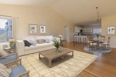 Bright interior living space in a senior facility
