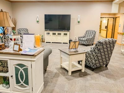 Common area with seating in an assisted living facility