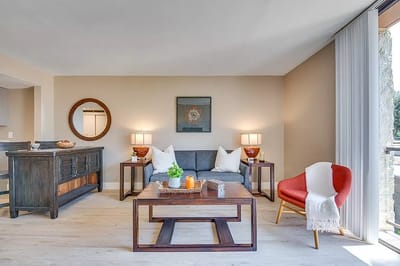 Bright and inviting common area with cozy seating