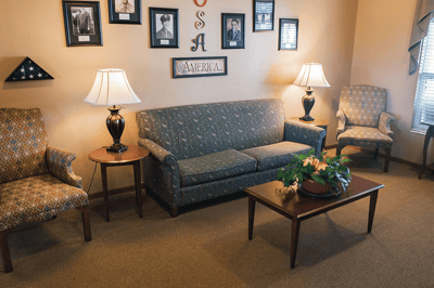Cozy lounge area with comfortable furniture and decor