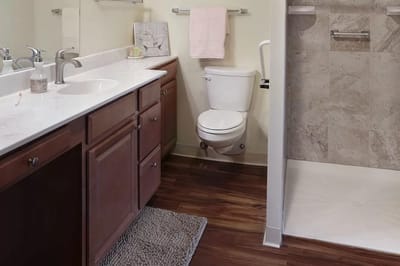 A clean bathroom with modern fixtures and amenities