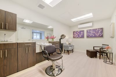 Interior of a stylish salon area in the facility