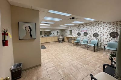 Interior view of a salon area with styling chairs