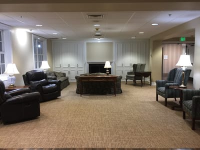 Common area with seating and lamps