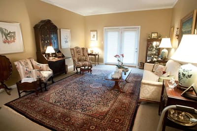 Cozy and inviting living room in a senior living facility