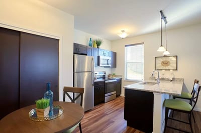 Bright kitchen area in a senior living space