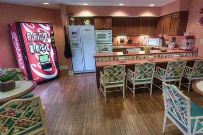 Bright interior dining area with kitchen amenities