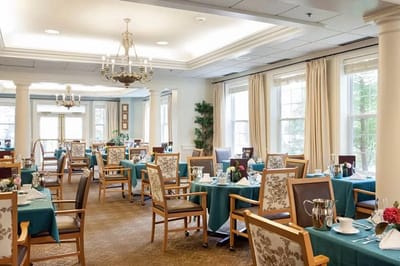 Bright dining room set for a meal with elegant decor