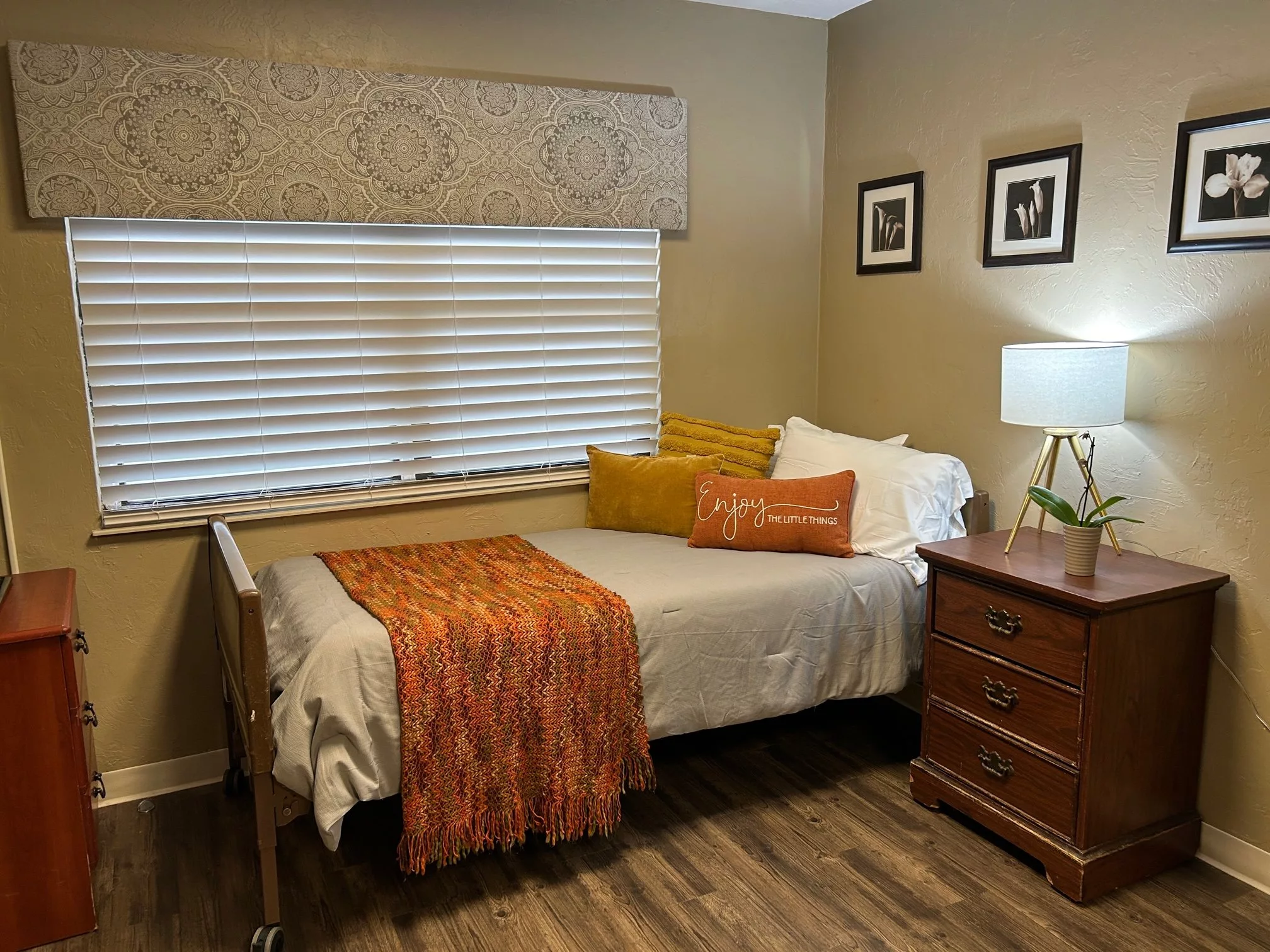 Cozy private room decorated with personal touches
