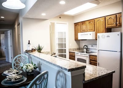 Modern kitchen interior in a senior living facility